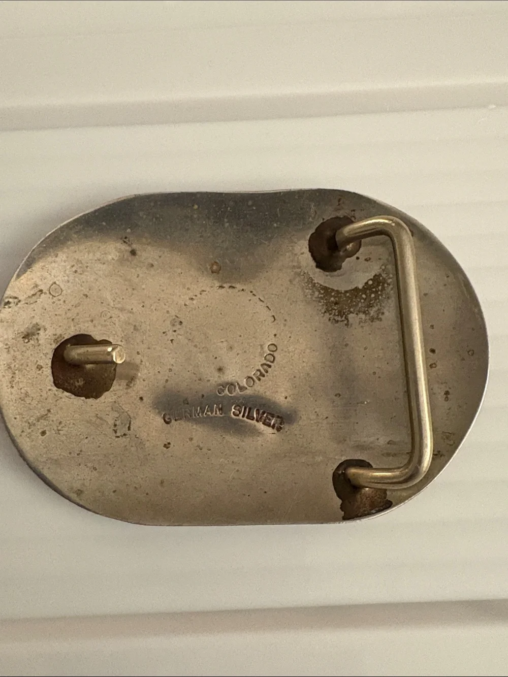 Vintage R&B Colorado German Silver Belt Buckle Hand Engraved Western Starburst